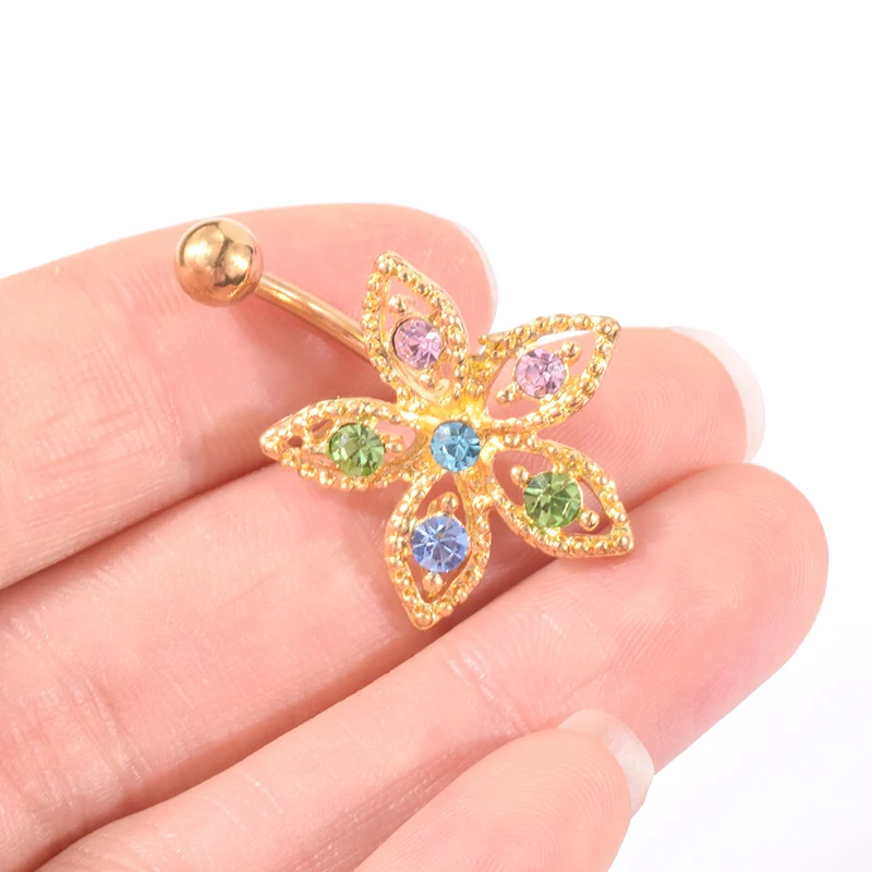 Пупка для живота кольцо золотое пустотелое Гипоаллергенное пирсинг пупка