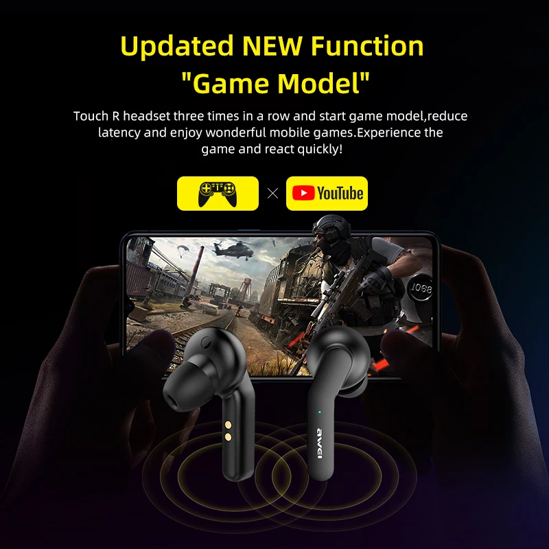 AWEI T10C 2020 последняя версия игры TWS 5 0 IPX4 Bluetooth настоящие беспроводные наушники