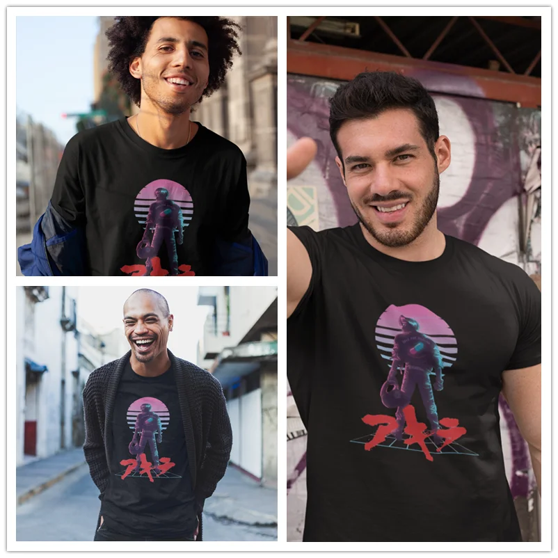 Футболка Akira Мужская в стиле 80-х хлопок милая тенниска с коротким рукавом Пляжная