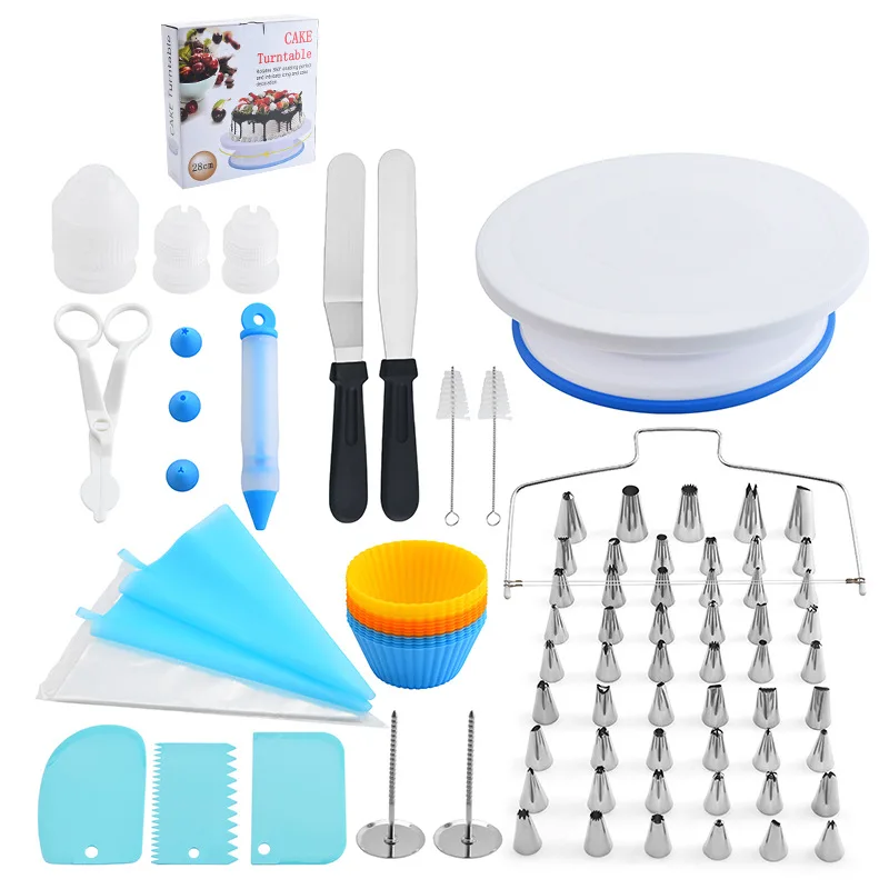 

Cake turntable 109 piece set Stainless steel decorating nozzle set Baking tools TPU decorating bag decorating gun