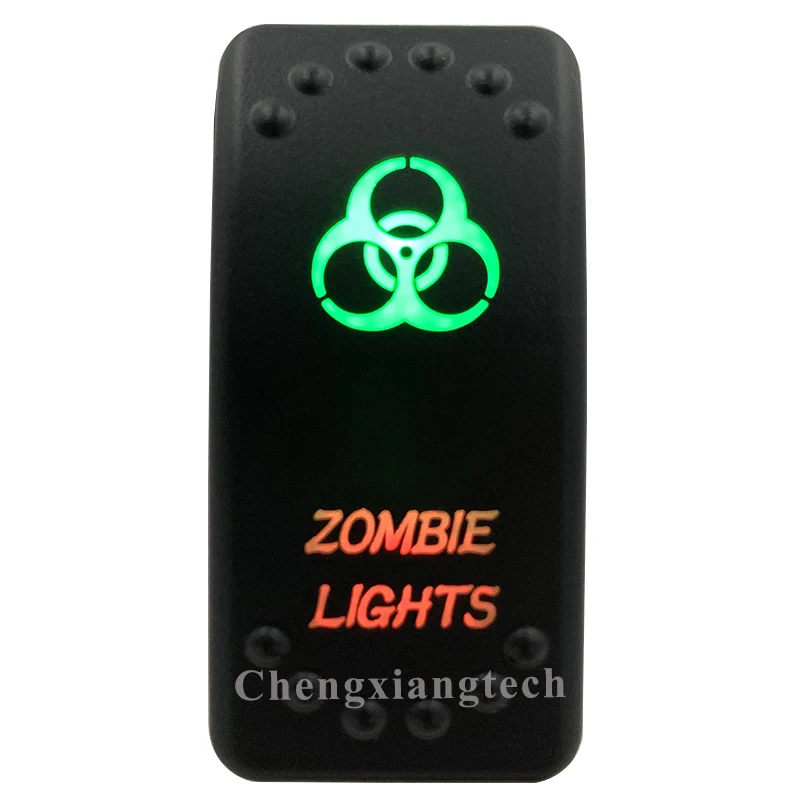 

NEW 12V Green Red Led Rocker Switch ZOMBIE LIGHTS Waterproof IP68 SPST ON OFF For Car Boat Marine 4x4 Carling Switch Replacement