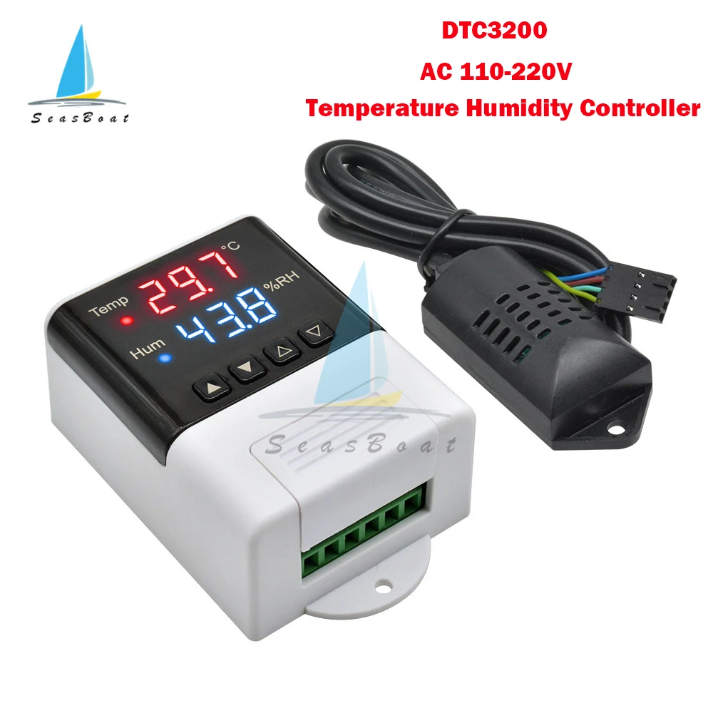 AC 110-220V LED Digital Thermostat Hygrostat Temperature Humidity Controller for Aquarium Incubator Thermoregulator SHT20 Sensor