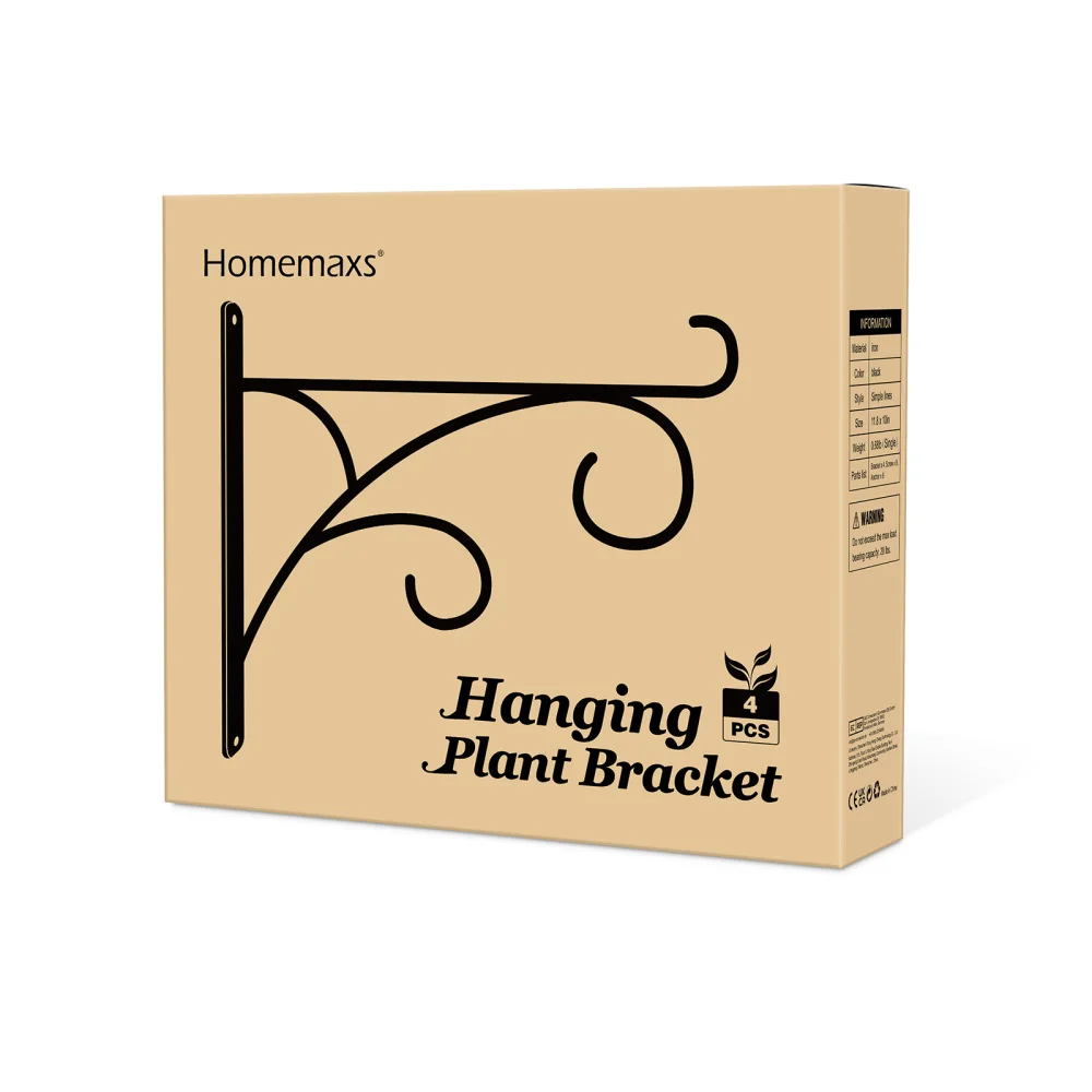 

HOMEMAXS 4 Pack Hanging Plant Brackets Wall Mount Iron Hangers Hooks for Hanging Plants Lantern Bird Feeder Wind Chimes (Simple