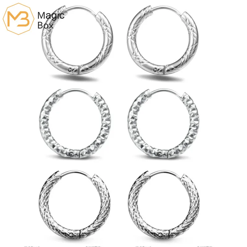 3 Pair New Simple Metal Small Circle Hoop Earrings Shiny Fashion Brand Jewellery For Women and Men  316L S.steel Earrings Set
