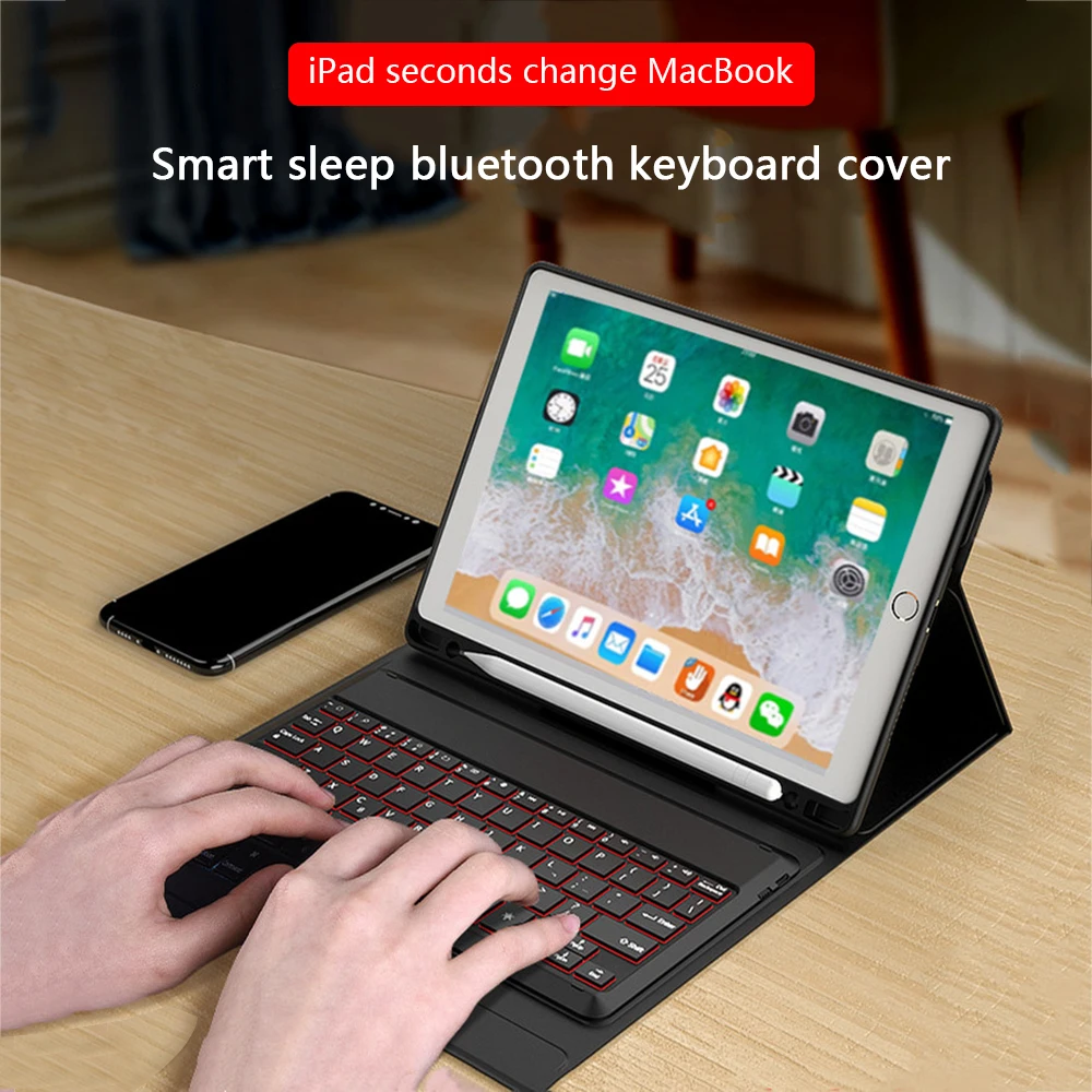 Для Air 1/Air 2/Pro 9,7/ iPad/ iPad Американский 7 цветов с подсветкой планшет Bluetooth клавиатура чехол с кожаным чехлом
