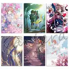 Алмазная 5D Вышивка сделай сам, картонная вышивка, Аниме Сакура, алмазная живопись, мультяшная волшебная девушка, круглая Алмазная мозаика, картина Стразы