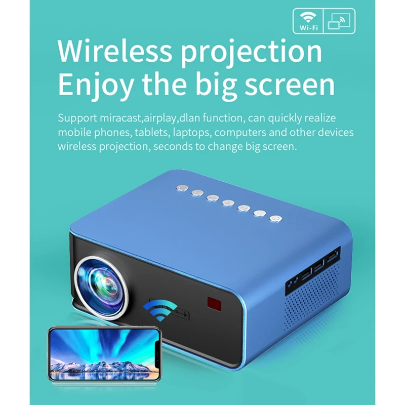 Мини-проектор T4 для дома с поддержкой 1080P TV Full HD Портативный кинотеатр медиаплеер