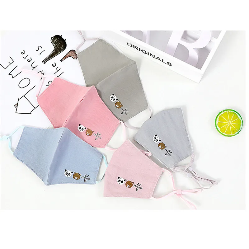 Cute PM2.5 Children Mouth Mask Respiratory Valve Cartoon Panda Thicken Smog Warm Dust Fits 3-12 Years Old Kids | Красота и здоровье