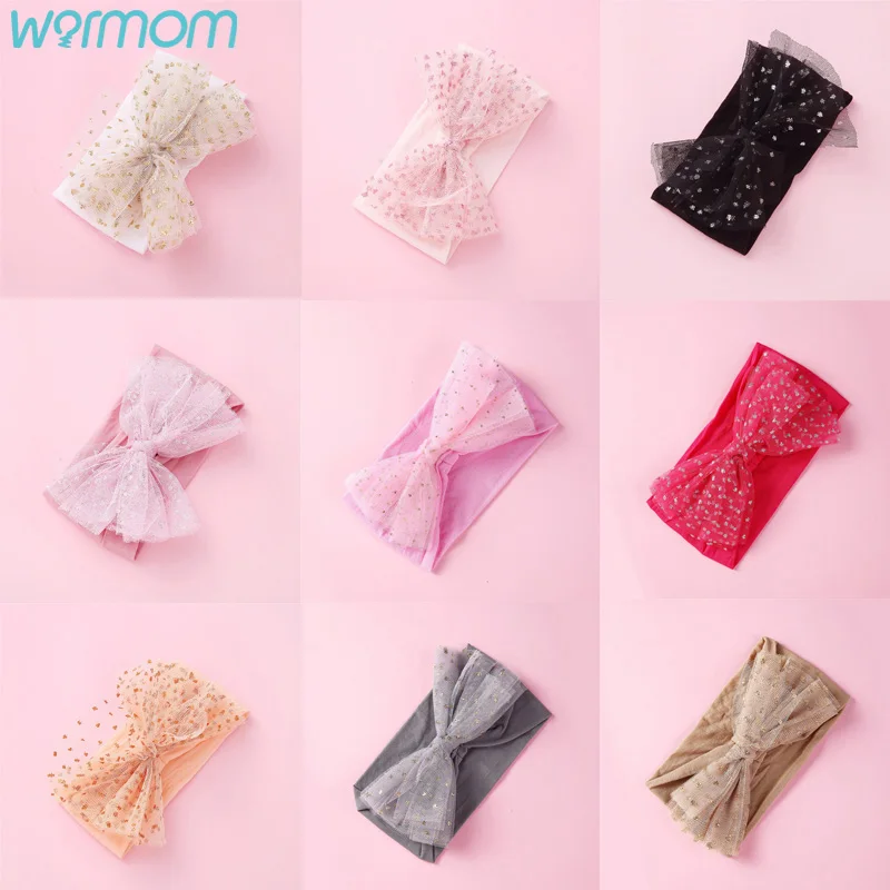 

Warmom для новорожденных одежда для малышей для девочек с повязкой на голову в горошек с фатиновой юбкой и рисунком мягкая рейтузы для девочек эластичные головной обруч сплошной Цвет бантом аксессуары для волос в виде тюрбана