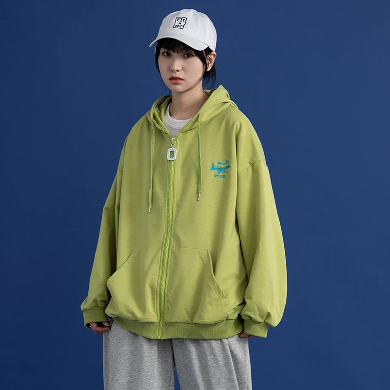 

Толстовка Женская на молнии, с вышивкой, в Корейском стиле