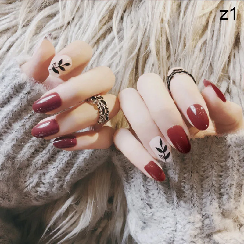 24 шт дамы DIY поддельные ногти сердце узор Красный Белый Полосатый Сделай Сам