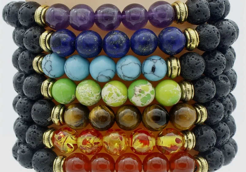 

8mm cf2 elastic adjusted black volcanic lava Bracelet Stone bead essential oils diffuser agate turquoise yellow Tigerey