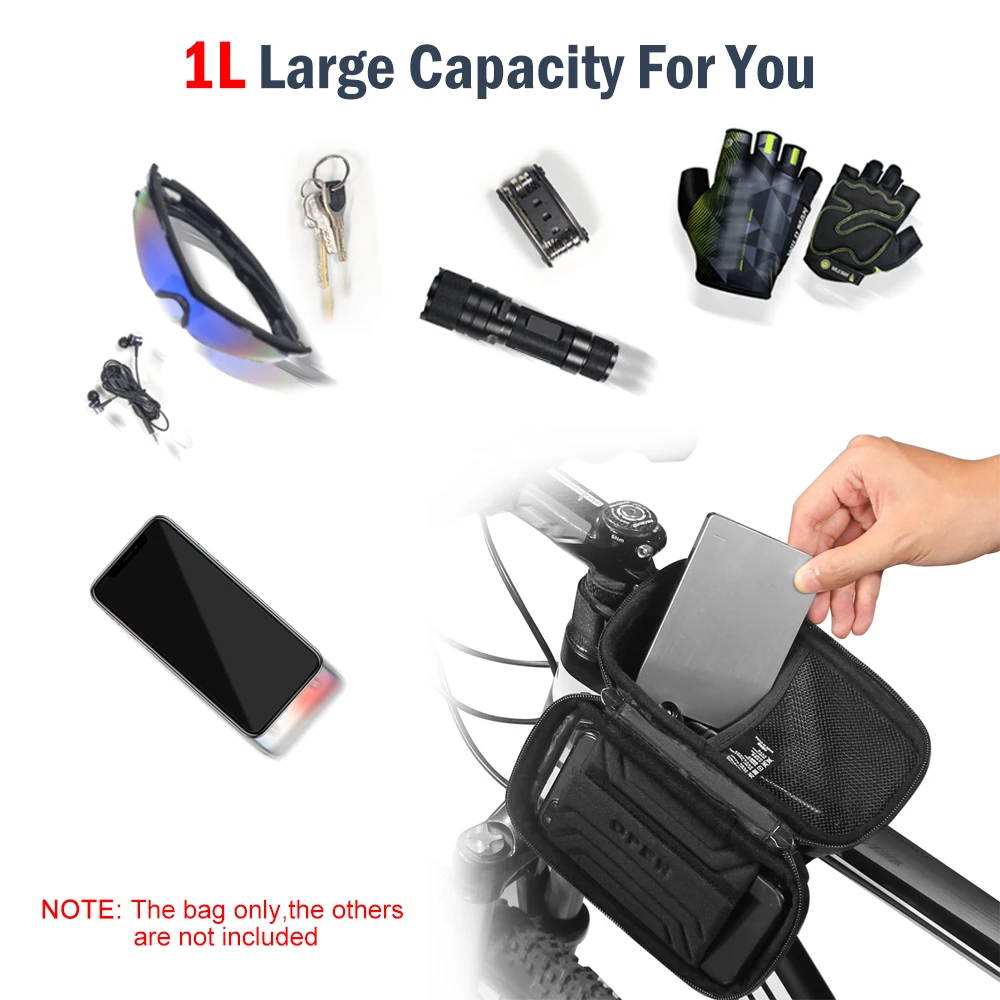 Bike Phone Bags with Touch Screen Holder Case Waterproof Bicycle Front Frame Tube Mount Storage Bag Cycling Pack | Спорт и