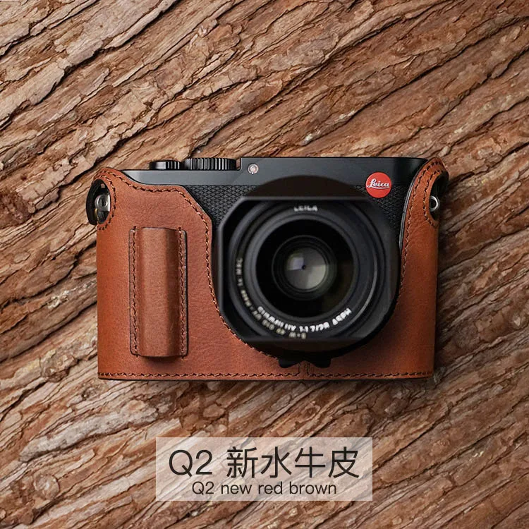 Q2 New red brown Mr. Stone ручной работы из натуральной кожи чехол для камеры видео половина сумка боди для камеры Leica Q Q2 камера typ116 - Цвет: Q2 New red brown