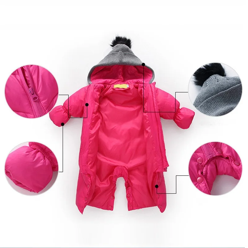 Infant Cotton-padded Clothes Winter Outwear Snowsuit Romper Toddlers Boys Girls Thicken Clothing Hooded Solid Color Baby | Детская