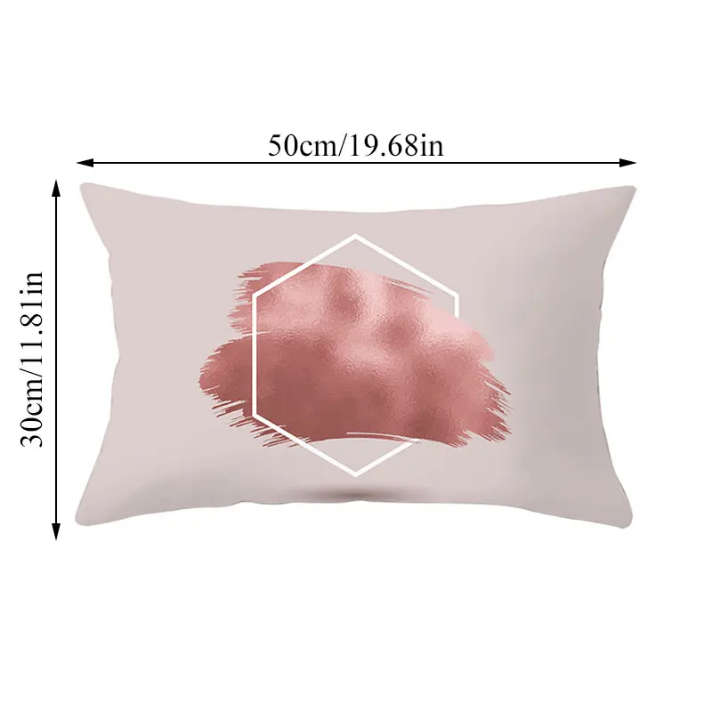 Мягкая абстрактная наволочка розовая Золотая с принтом простая 30*50 см модная