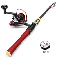 2 4m2 7m carbon telescopic fishing rod portable spinning fishing rod and reel set rod reel combos vara de pesca com molinete