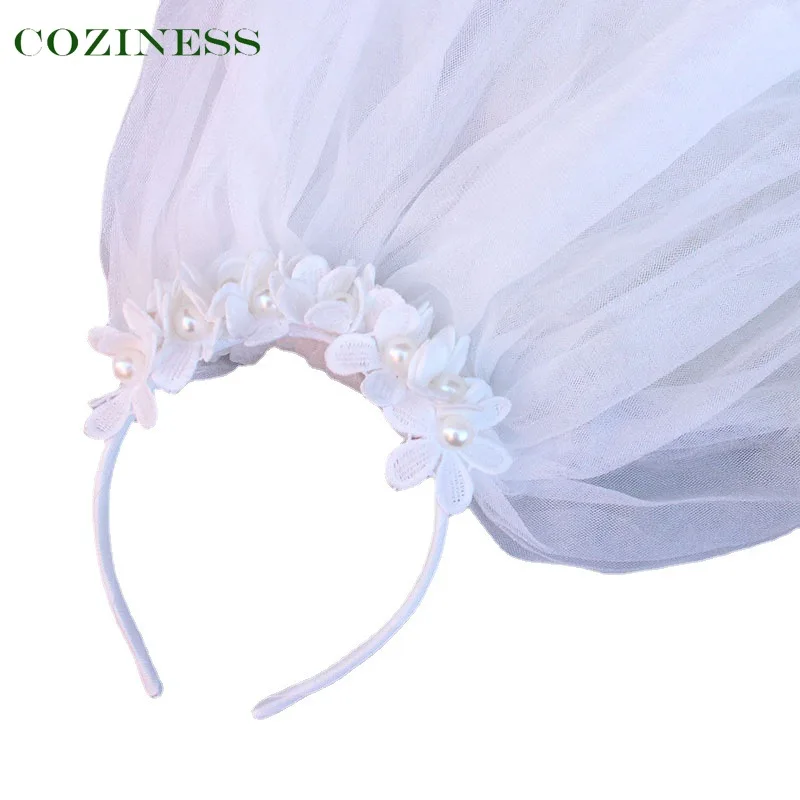 

COZINESS Baby Headwear Cute Princess Flower Girl Diamond Pearl Crown Headband Birthday Party Veil Children Hair Accessories