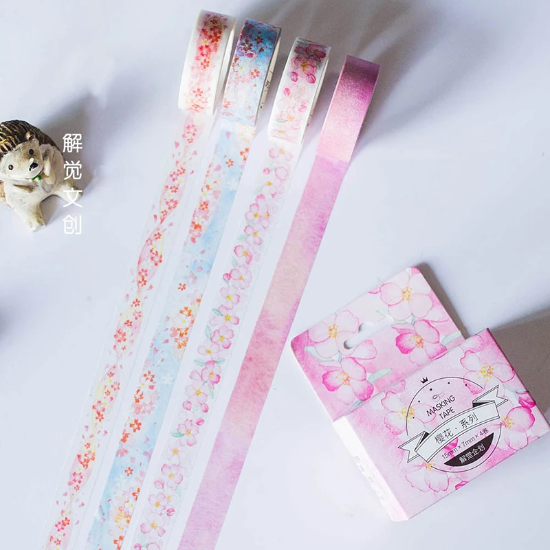 4 шт./лот Сакура цветы декоративная лента растения широкая васи японская бумага