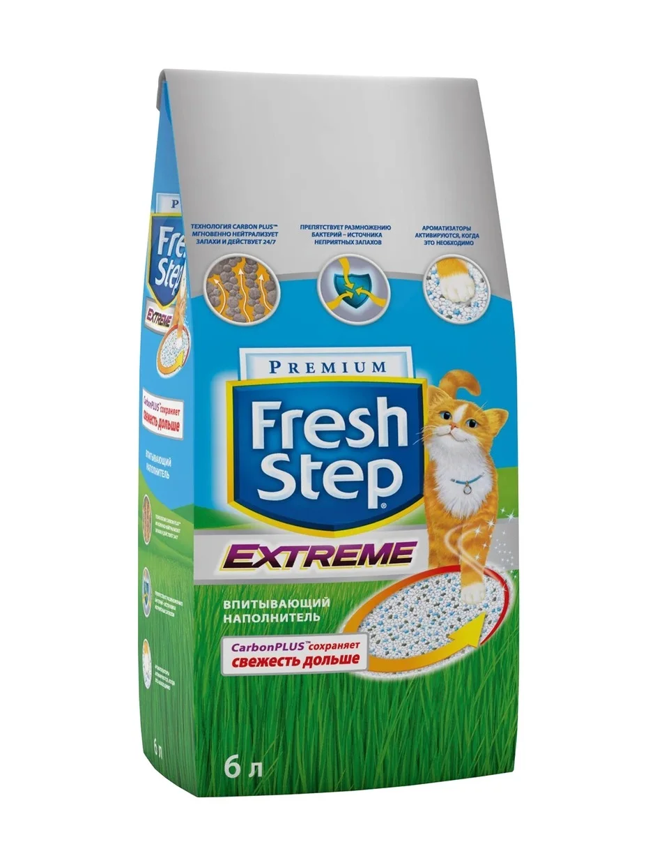 Fresh Step Extreme впитывающий наполнитель с тройным контролем запахов 6 л|Лотки и товары