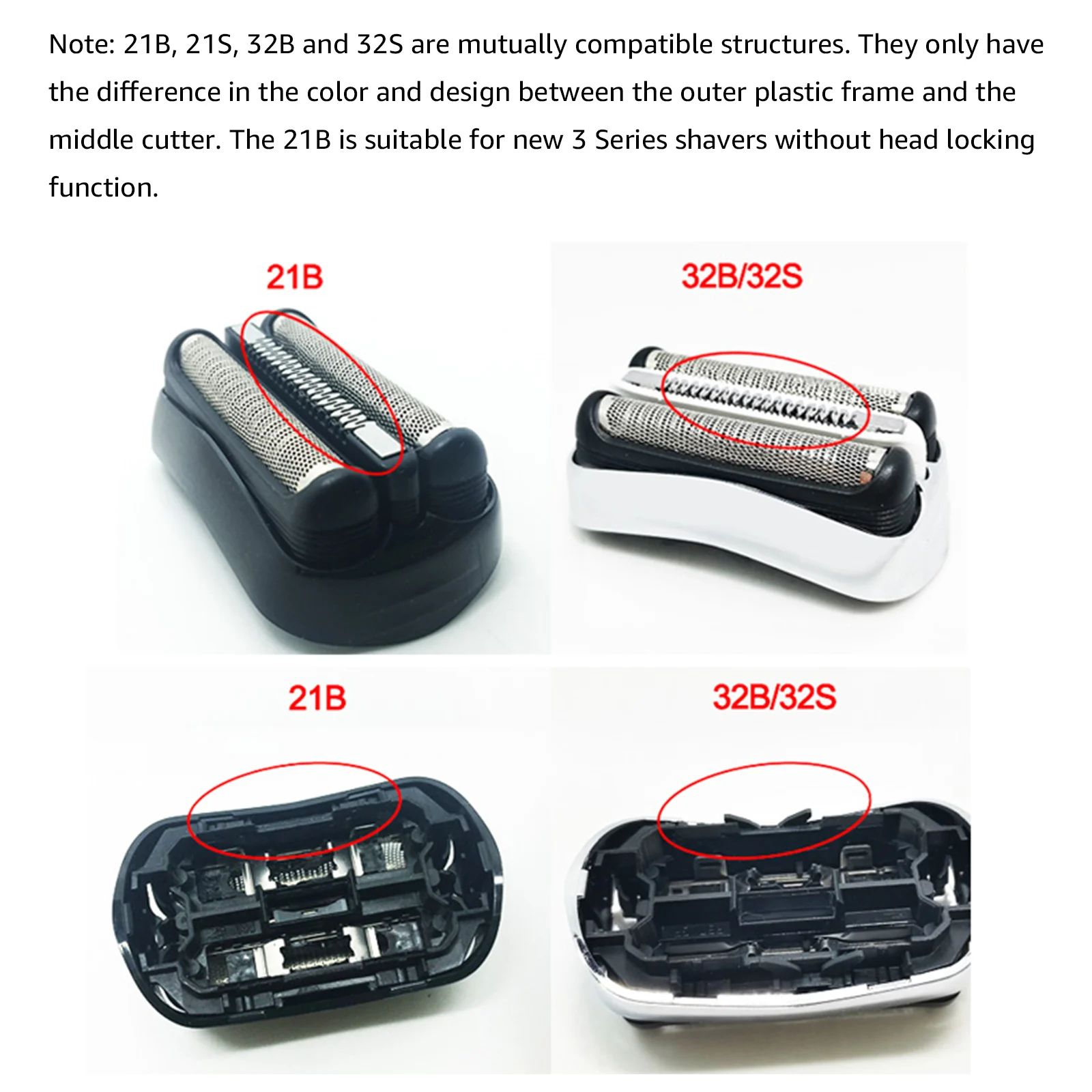 Сменная бритва фольга головка резак совместим с лезвием Braun 21B 3 серии 300S