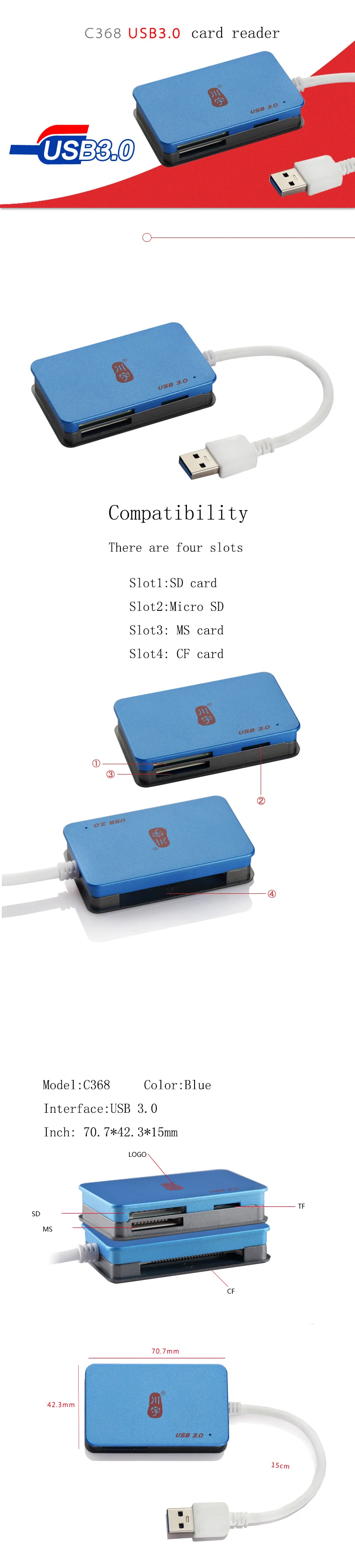 Высокоскоростной USB3.0 кард-ридер a multi MS CF SD TF телефон карта SLR камера карта