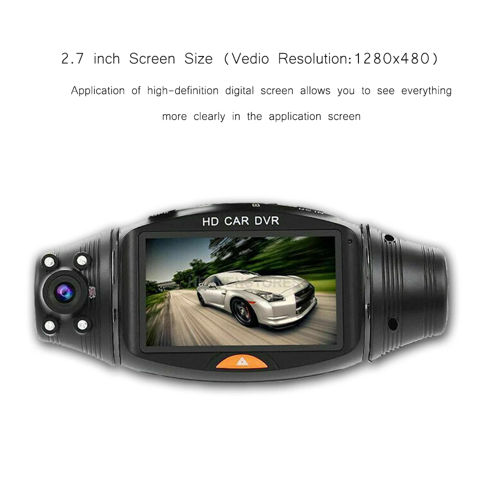 Автомобильный видеорегистратор с двумя объективами и ЖК дисплеем камера Full HD 1080P