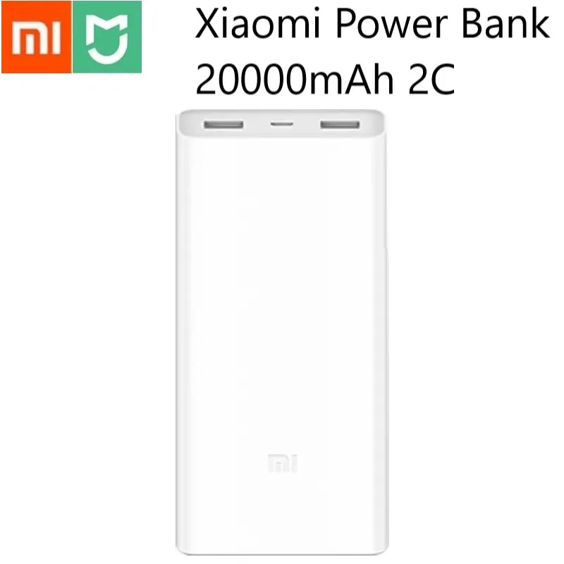 Оригинал Xiao mi power Bank 20000 мАч 2C портативное зарядное устройство Поддержка QC3.0 Dual USB