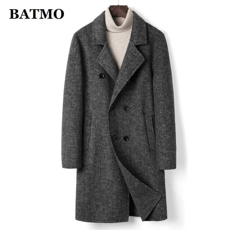 

BATMO 2020 new arrival autumn&spring high quality wool trench coat men,casual alpaca Double Breasted jackets ,S81