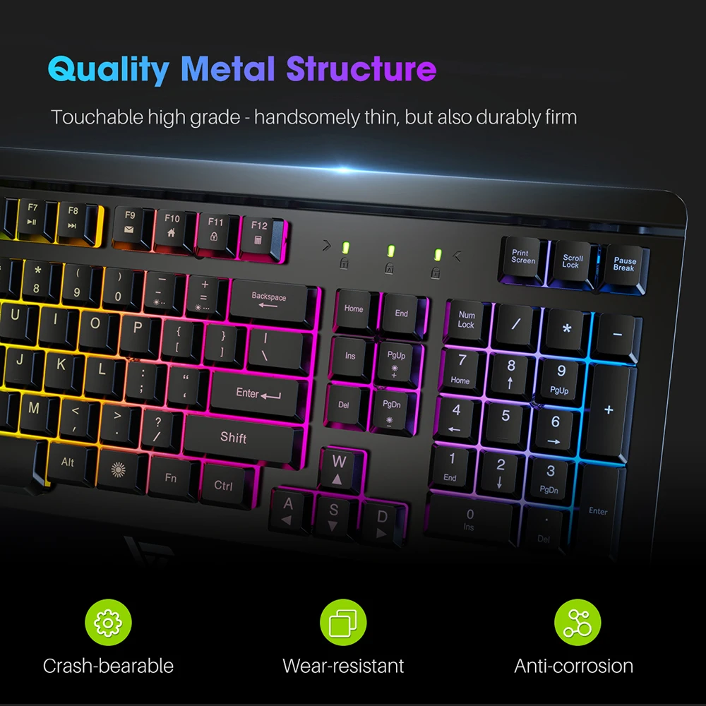 Игровая клавиатура VicTsing PC149 ультратонкая Проводная мембранная с механическим