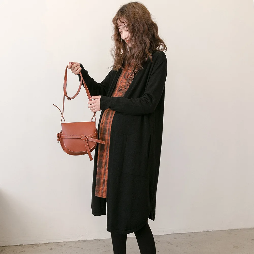 Весеннее и осеннее платье для беременных женщин модный вязаный женский кардиган