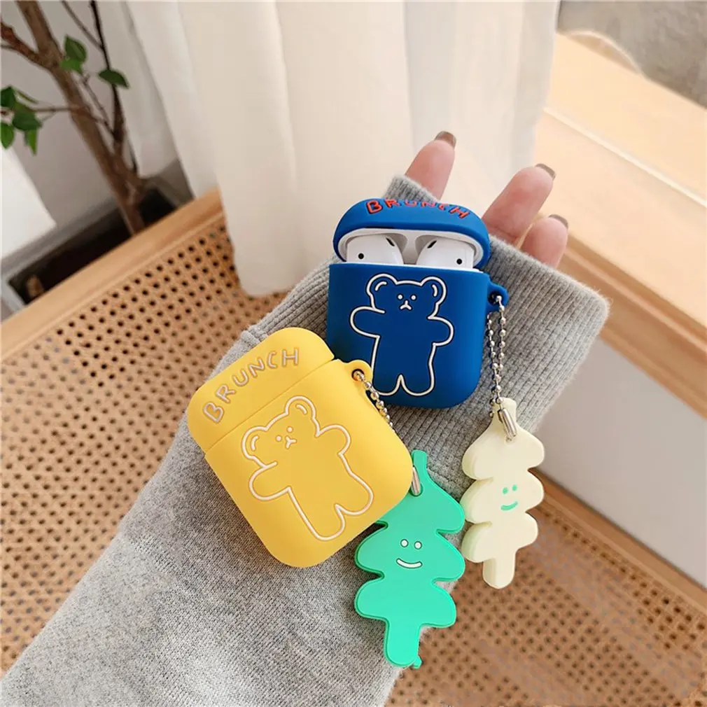 

For Airpods1/2 Headset Cover Creative Little Bear With Pendant Wireless Headset Individual Protective Cover
