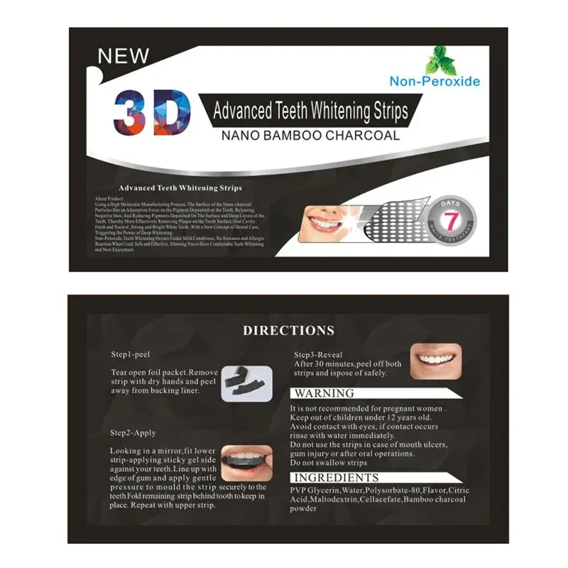 

28 Pair of 3D Dental Bamboo Charcoal Teeth Whitening Strips Mint Teeth Whitening 3D Dental Teeth Whitener