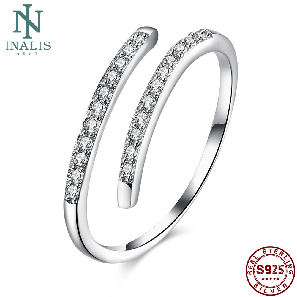 

INALIS 925 Sterling Silver Adjustable Ring For Women Austria Crystal With Zircon Ring Party Fine Jewelry Gift The New Listing