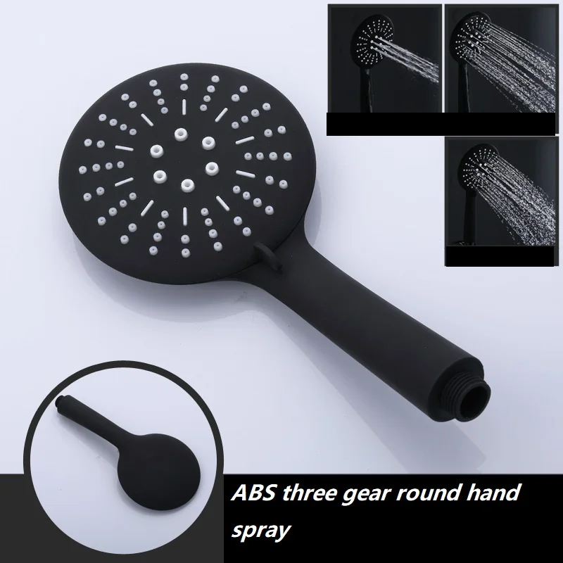 

Three-speed pressurized rain shower head set household bath bathing black single-head hose shower head