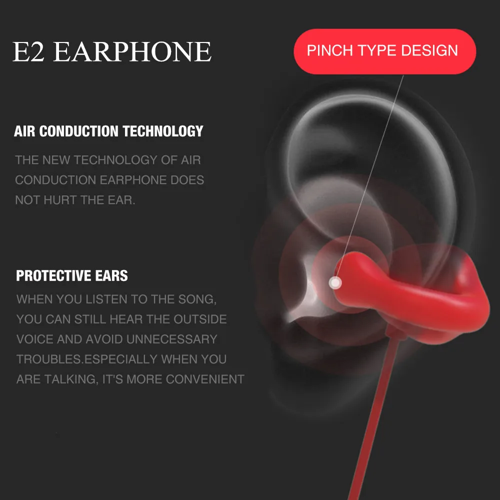 TCunPT новые E2 проводимости воздуха Bluetooth гарнитуры Спорт беспроводной клип уха