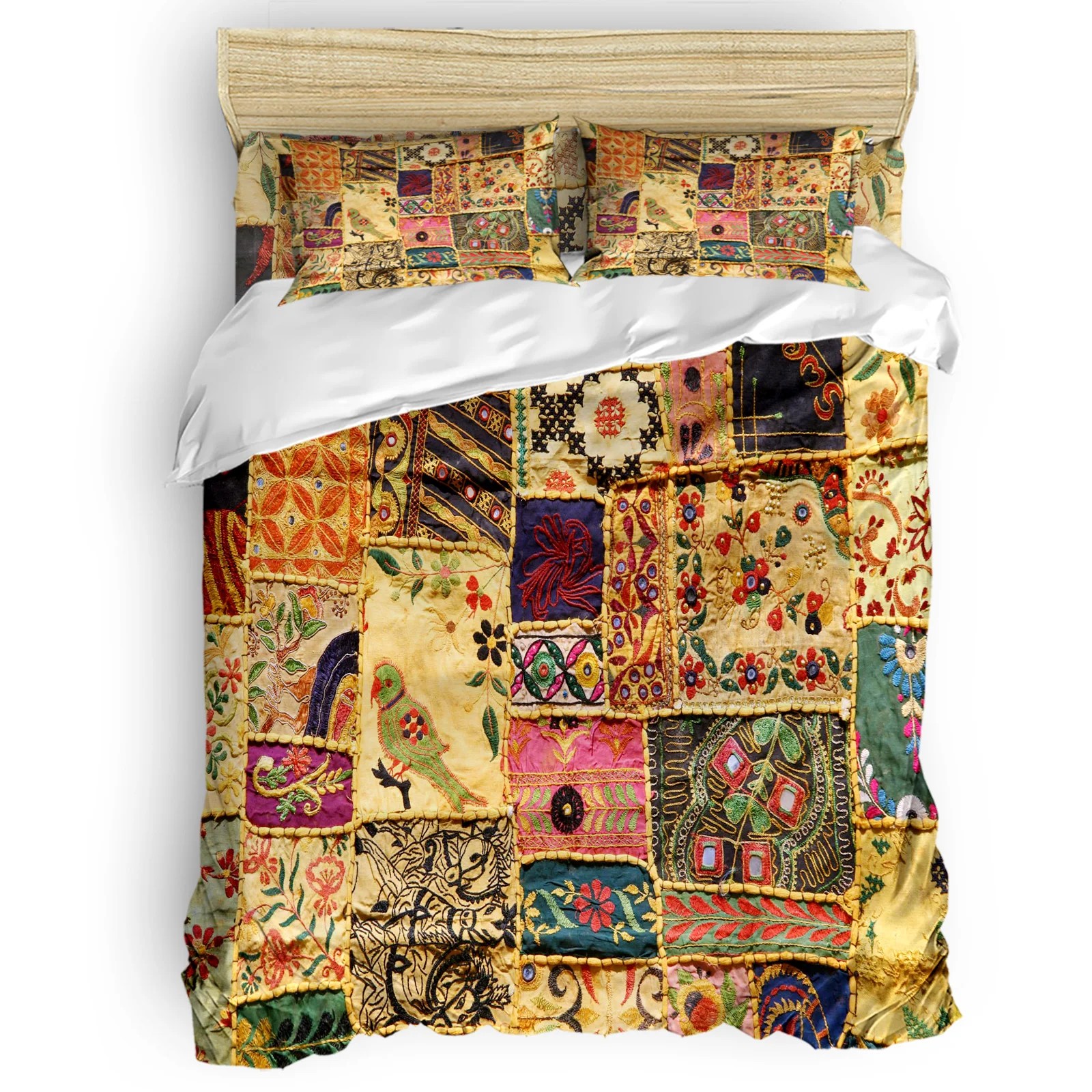 

Birds Flowers Leaves Plants Cloth Strips Texture Animals Bedding Set Bed Sheet Bedroom Comforter Set Home Duvet Cover Set