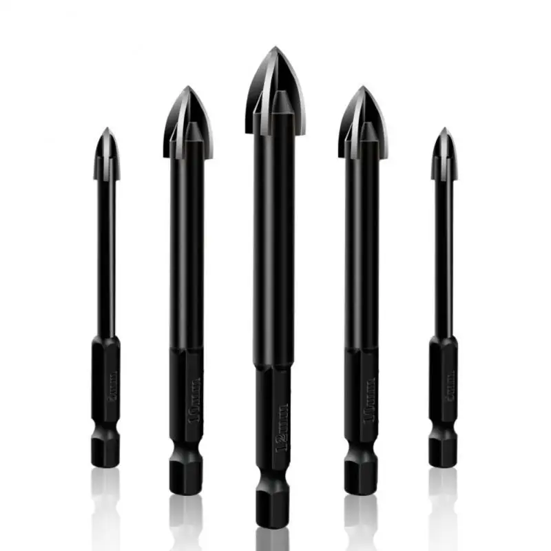 

3-7mm Cross Hex Tile Drill Bits Set for Glass Ceramic Concrete Hole Opener Brick Hard Alloy Triangle Bit Tool Kit 5Pcs