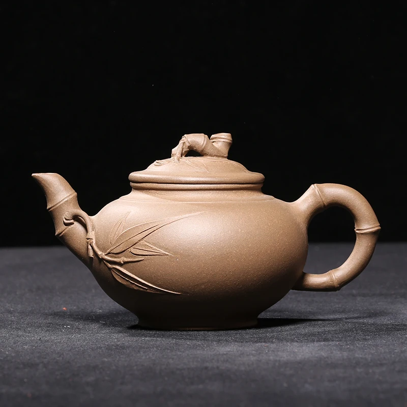 

Taiwan old purple clay pot No. 1 factory old pot Li Jianjun made crab shell green made all hand-made bamboo Primula pot