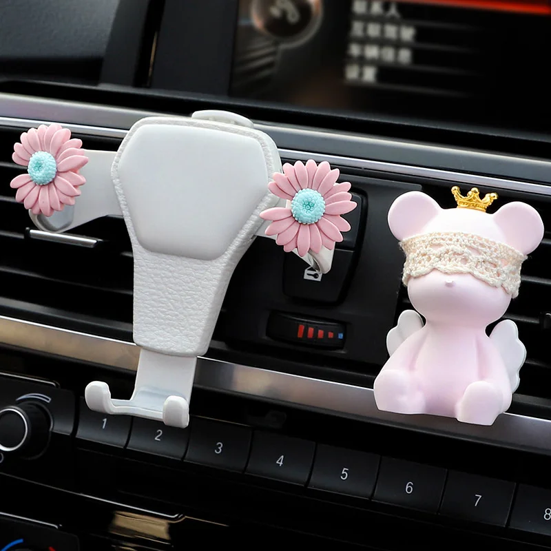 

New Car Air Outlet Cartoon Mobile Phone Navigation Bracket Cute Car Phone Holder Universal Female Car Phone Holder Support Stand