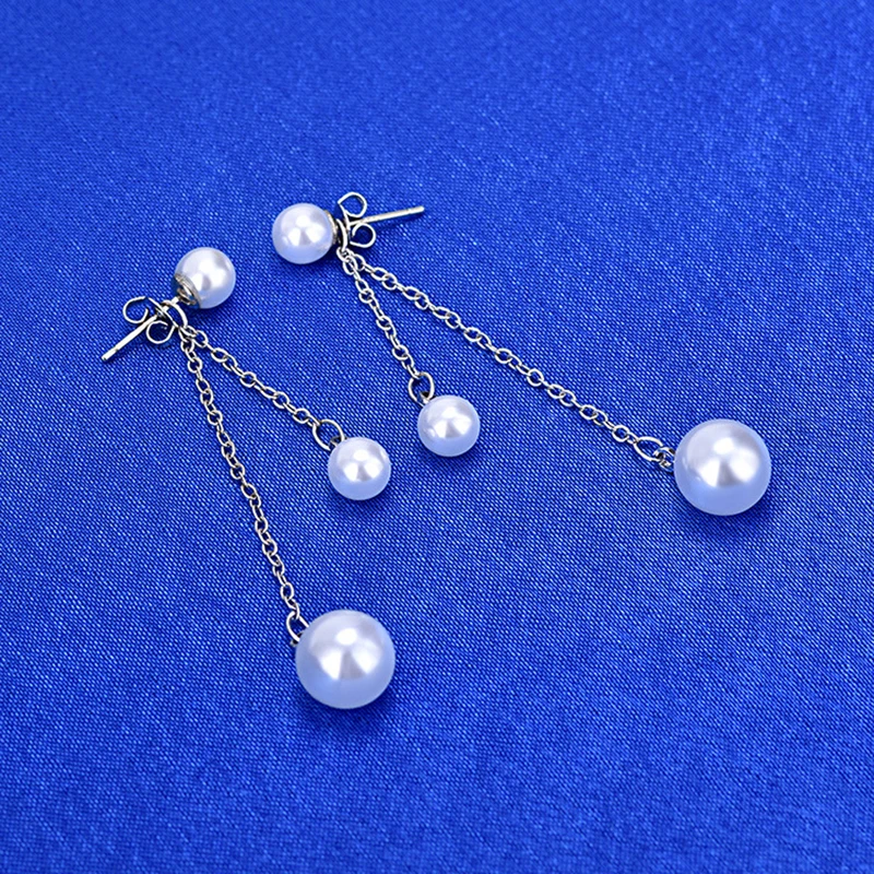 Серьги-подвески женские цвет розовое золото/серебро с искусственным жемчугом |