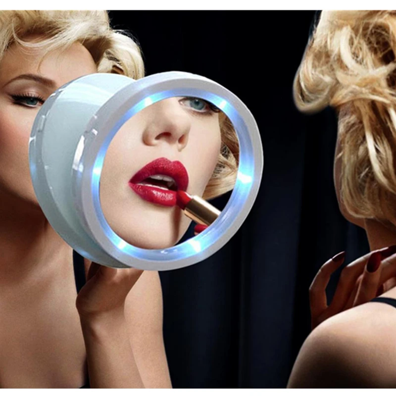 Светодиодное зеркало для макияжа компактные гибкие увеличительные очки 8X