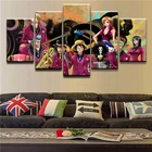 Настенный постер, 5 панелей, искусство, Япония, аниме, квадратные модульные картины, картина маслом, картина на холсте, HD печать, декор для комнаты и дома