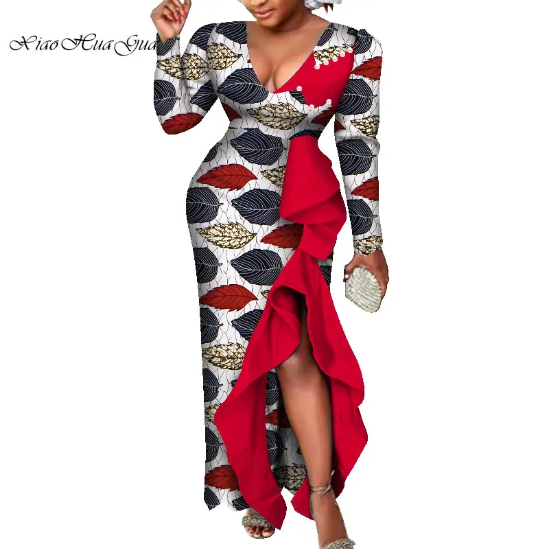 Сексуальное платье с глубоким v-образным вырезом для женщин в африканском стиле