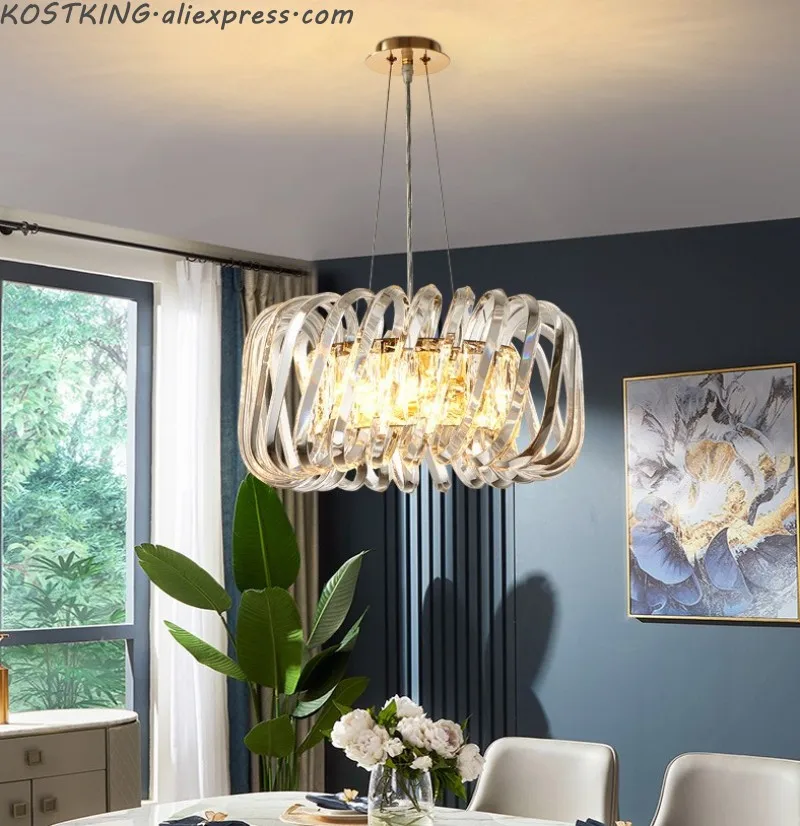 

Minimalist Led Pendant Lights Crystal Hanging Lamp Bedroom decor Modern Indoor Lighting For Kitchen Living room lustre pendente