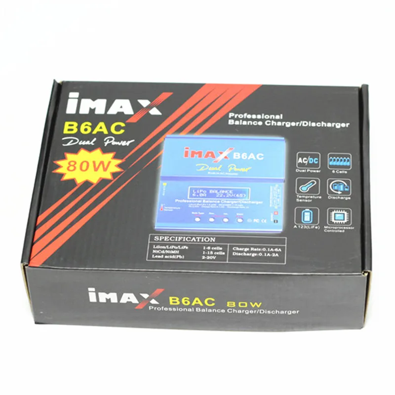 Балансирующее зарядное устройство 1S 3 7 V 6S 22 2 80W профессиональное iMAX B6 AC B6AC Lipo NiMH 3S