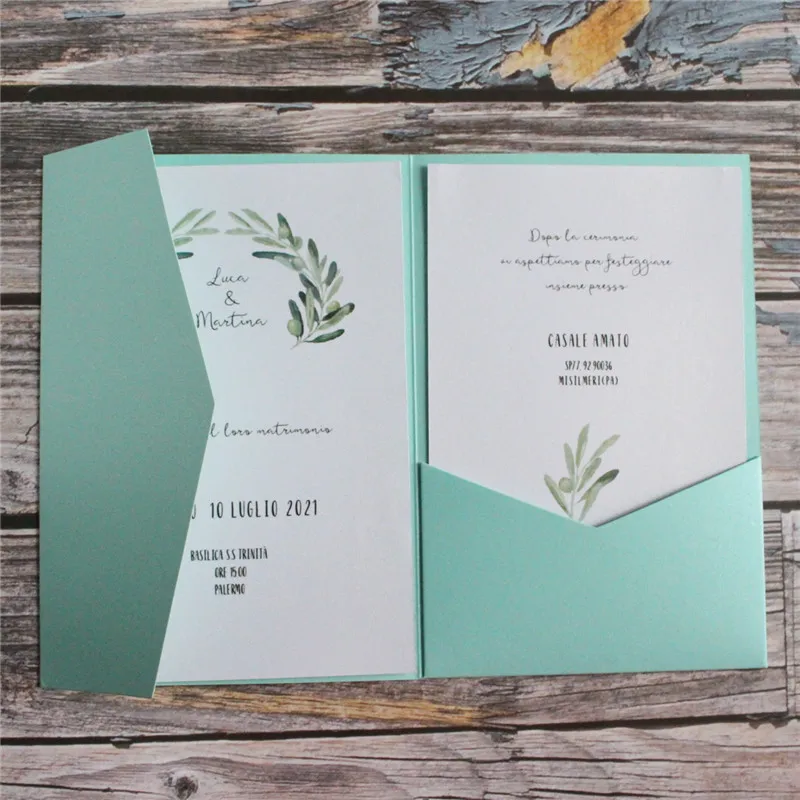 Свадебное цветное трехскладное приглашение от Тиффани свадебные приглашения