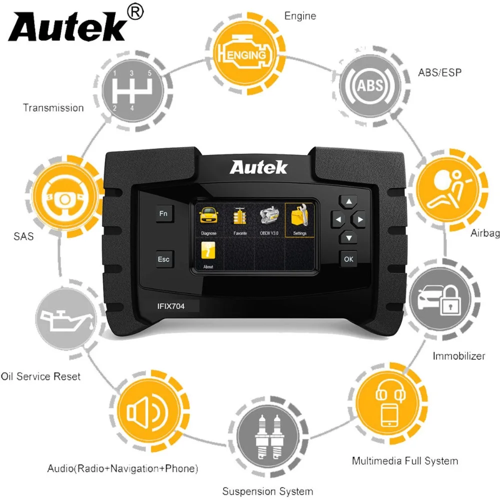 Autek IFIX704 OBDII Автомобильный сканер все системы IMMO ABS SAS EPB сброс масла для Chrysler Ford Toyota ODB2 OBD2 диагностический инструмент