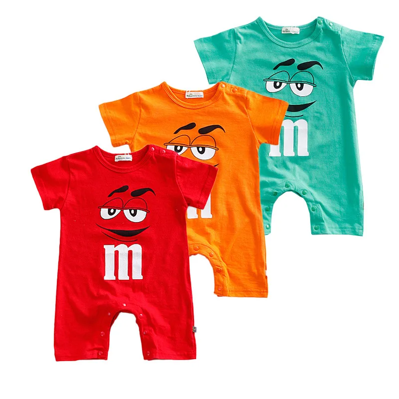 

Infant Baby Summer Romper Outfits Baby Boy M&M Funny Face Onesie Cute Girl Summer Clothes Short Sleeve JumpsuitToddler Playsuit