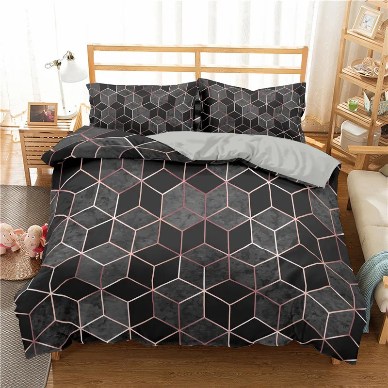

Geometric Pattern Bedding Set For Adults 3D Twin Full Queen Size Bed Cover With Pillowcase Comfortable Home Textiles